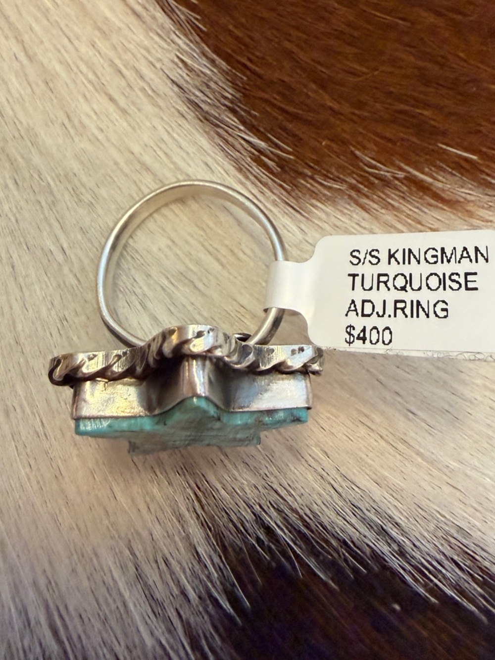 ❤️ Signed “Larson Chee” Kingman Turquoise Star Navajo Native American ADJ RING - Picture 7 of 15